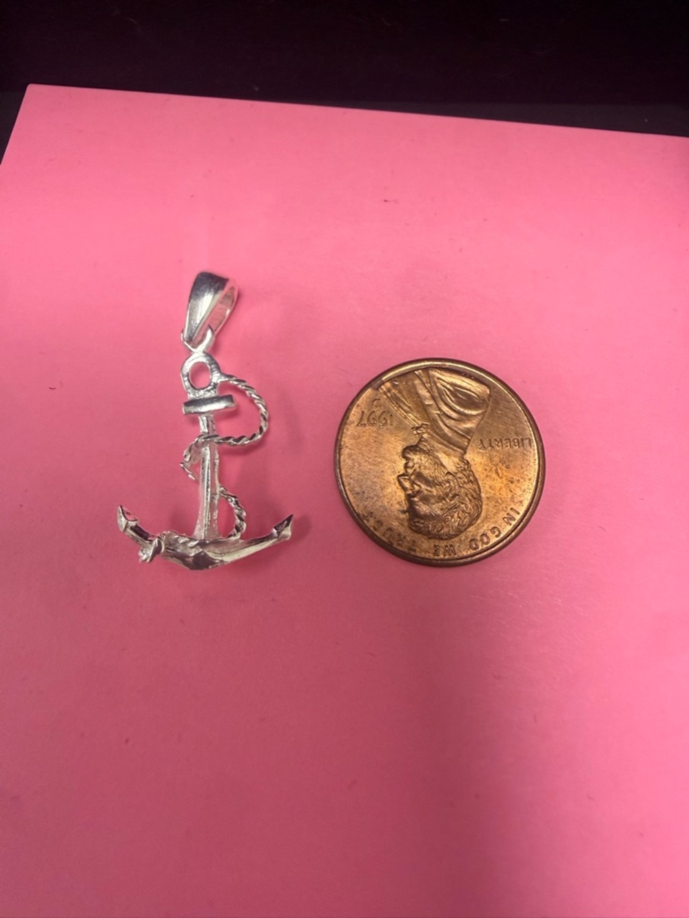 Silver Anchor Pendant Charm - Nautical Jewelry